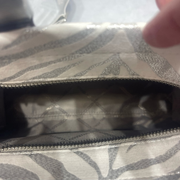 Michael Kors Gigi Small Crossbody Bag Silver Metallic Zebra Print - Picture 4 of 10